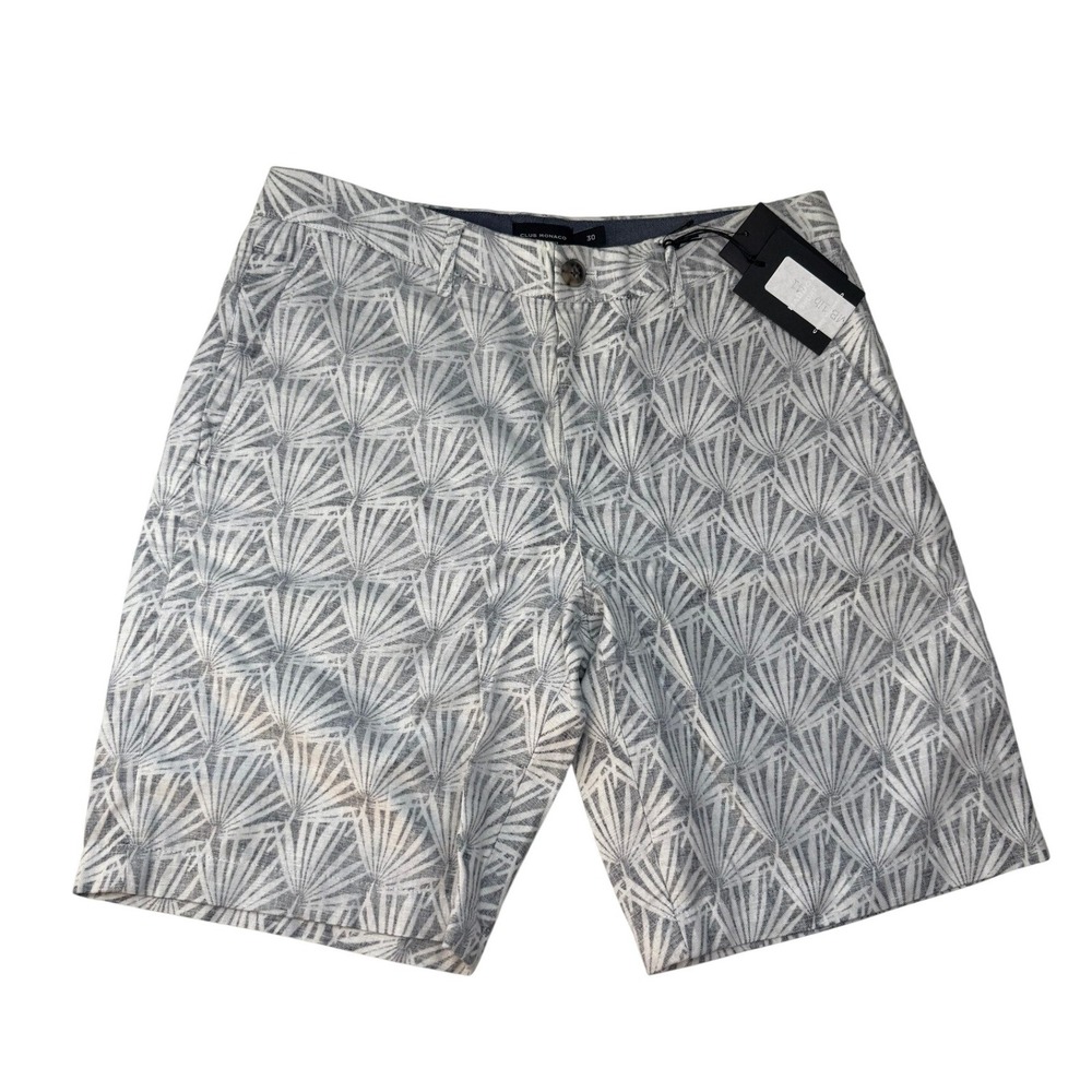 Club Monaco Maddox Palm‎ Shorts Navy White Linen Cotton Mens 30x9 New